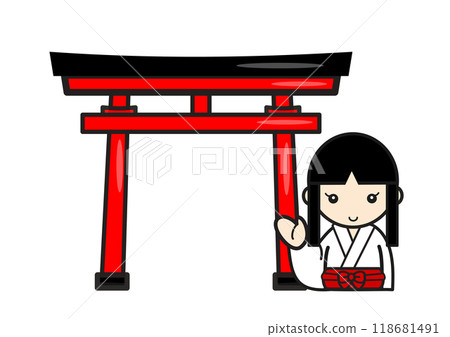 Guided by a shrine maiden and a torii gate Guided by a shrine maiden and a torii gate 118681491