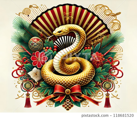 Japanese-style design depicting the zodiac snake 118681520