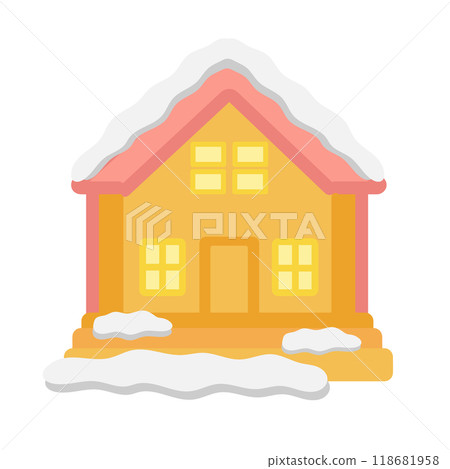 Snow-covered Christmas house illustration 118681958