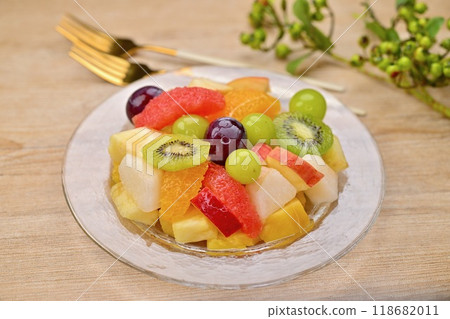 Fruit salad, fruit platter, fruits, sweets. 118682011