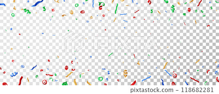 3D color party confetti on transparent background. 118682281