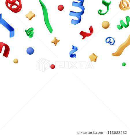 3D color party confetti on white background 118682282