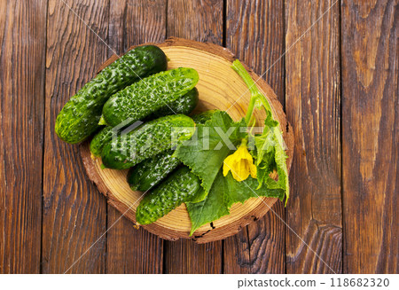 fresh cucumbers on board fresh cucumbers on board 118682320