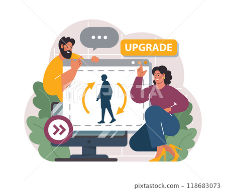 Biohacking. Health' engineering and improving with modern monitoring system, supplements, diet, and lifestyle changes. Human biological well-being and youth maintaining. Flat vector illustration Biohacking. Health' engineering and improving with modern monitoring system, supplements, diet, and lifestyle changes. Human biological well-being and youth maintaining. Flat vector illustration 118683073