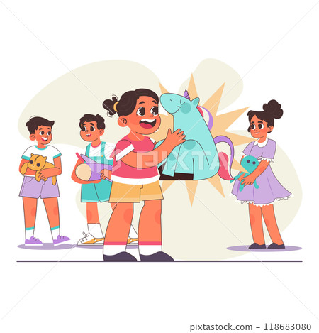Uniqueness and individuality. Object standing out from the crowd, . Original and unique type, different appearance. Flat vector illustration Uniqueness and individuality. Object standing out from the crowd, . Original and unique type, different appearance. Flat vector illustration 118683080