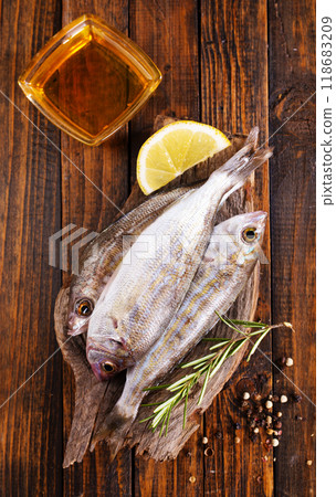 raw fish with salt and spice raw fish with salt and spice 118683209