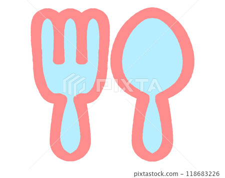 Spoon and fork simple icon illustration material 118683226