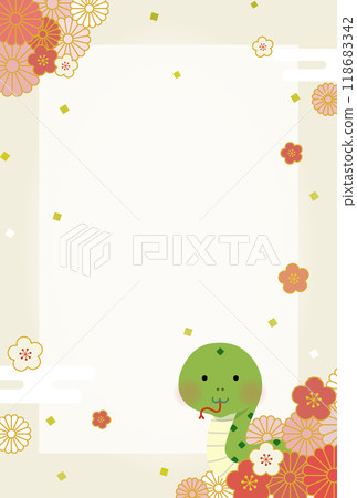 Illustration of New Year's card for the year of the snake Illustration of New Year's card for the year of the snake 118683342