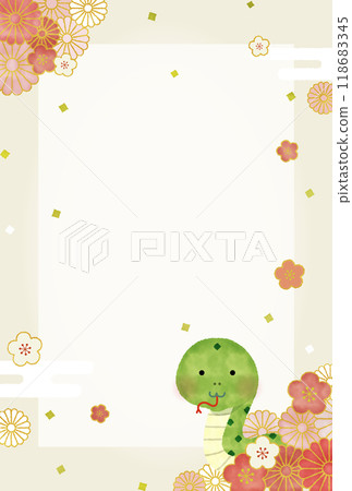 Watercolor illustration New Year's card for the year of the snake 118683345