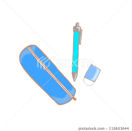 插畫素材:筆、橡皮擦、筆袋 插畫素材:筆、橡皮擦、筆袋 118683644