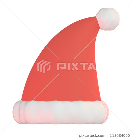 3D illustration of a red Santa Claus hat seen from the front 118684000