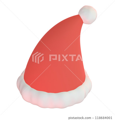 3D illustration of a red Santa Claus hat seen from above 118684001