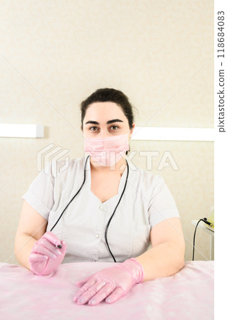 Electrologist is waiting patient for remove hair by method electroepilation. Electrologist is waiting patient for remove hair by method electroepilation. 118684083