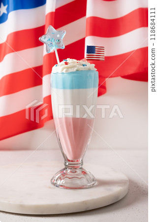 Patriotic milkshake for Independence Day in USA. 118684111