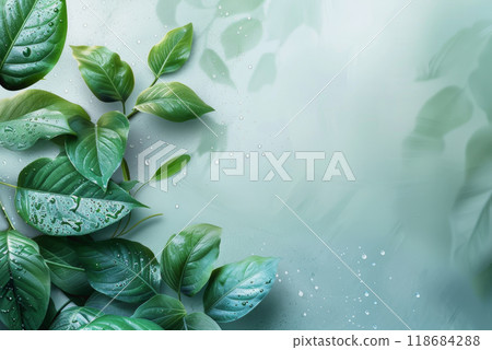 copy space background with green leaf,copy-space of add text, product and Advertising media 118684288