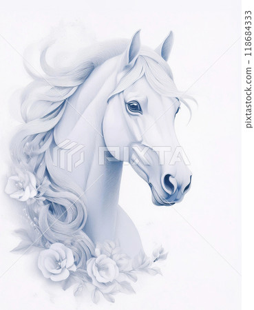 white horse, unrefined sake, horse 118684333