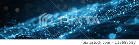 network lines and dots of global connectivity and data transmission. 118685588