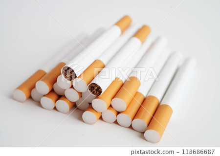 Cigarette, roll tobacco in paper with filter tube, No smoking. Cigarette, roll tobacco in paper with filter tube, No smoking. 118686687