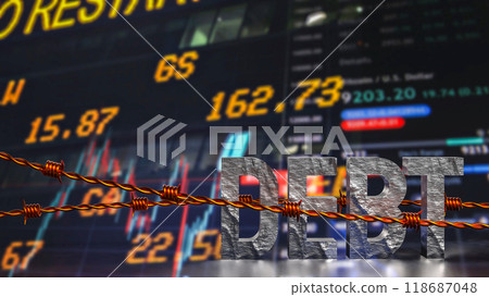 The Debt and barbed wire for Business concept 3d rendering. The Debt and barbed wire for Business concept 3d rendering. 118687048