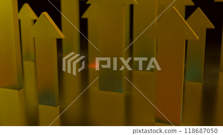 The Gold arrow up on black background  for Business concept 3d rendering. 118687050