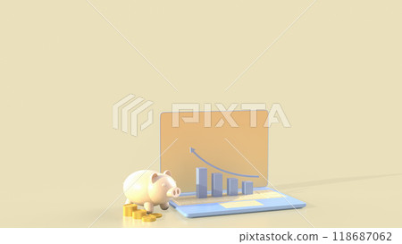 The piggy bank and notebook for Business concept 3d rendering. The piggy bank and notebook for Business concept 3d rendering. 118687062