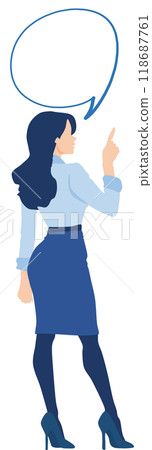 Illustration of a businesswoman making a comment 118687761