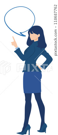 Illustration of a businesswoman making a comment 118687762