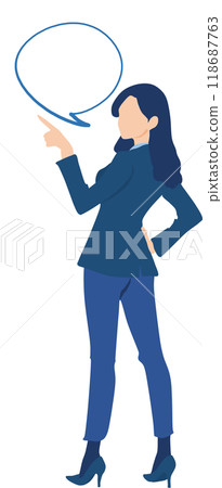 Illustration of a businesswoman making a comment 118687763