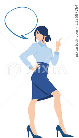 Illustration of a businesswoman making a comment 118687764