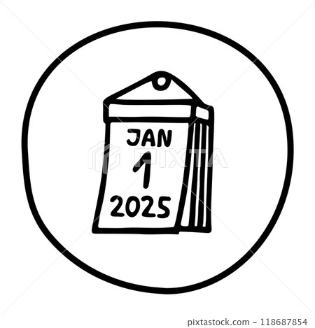 Doodle calendar schedule icon or logo, hand drawn with thin black line. Doodle calendar schedule icon or logo, hand drawn with thin black line. 118687854