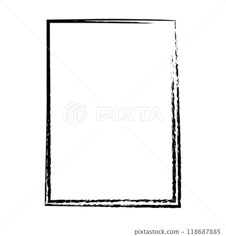 Grunge texture frame border shape icon, vertical rectangle decorative vintage border doodle element for simple banner design in vector illustration 118687885
