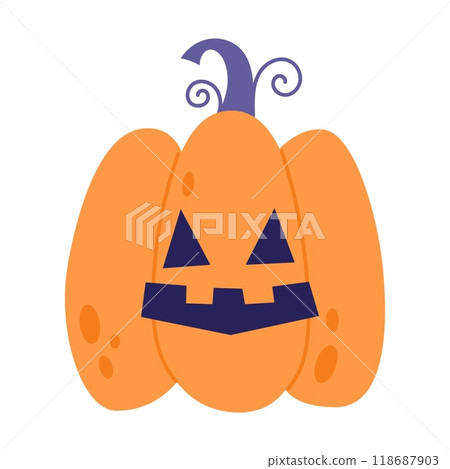 Halloween pumpkin. Cute festive character, Vector illustration in flat style Halloween pumpkin. Cute festive character, Vector illustration in flat style 118687903