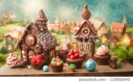 Heart and Chocolate Town, Generative AI, AI Images 118688040