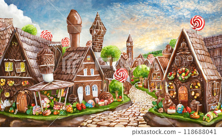 Heart and Chocolate Town, Generative AI, AI Images Heart and Chocolate Town, Generative AI, AI Images 118688041