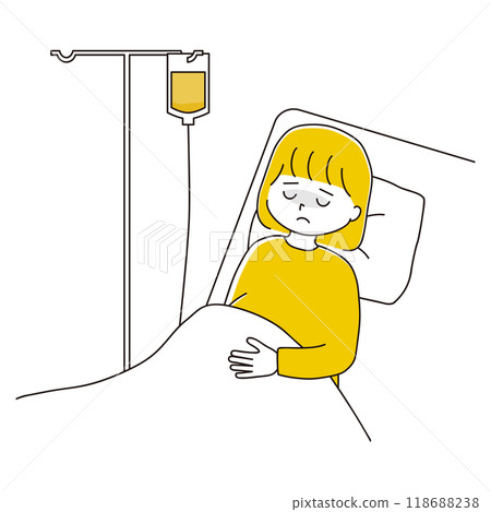 孕婦在床上接受靜脈注射的插圖 118688238
