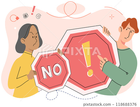 Refuse vector illustration. Disagreements can arise due to differences in communication styles and behavioral patterns The denial someones feelings can create barrier to effective communication 118688376