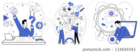 Change management vector illustration. Change management is compass steering businesses through dynamic seas improvement Strategic planning is cornerstone upon which pillars change management 118688391