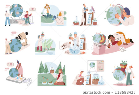 Scientific experiment. Vector illustration. The occupation researcher involves conducting systematic investigations and experiments Continuous development education and knowledge is crucial 118688425