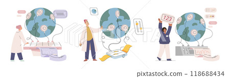 Scientific experiment. Vector illustration. Researchers analyze data collected during studies and experiments to identify patterns and trends The occupation scientist involves conducting research 118688434