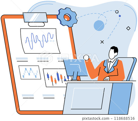 Stock market. Vector illustration. Investing in stock market requires long term perspective and focus on fundamental analysis Trading in stock market involves executing buy and sell orders based 118688516
