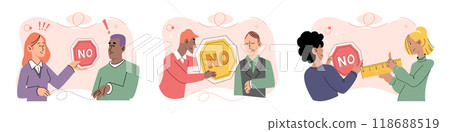 Refuse vector illustration. Rejecting someones ideas doesnt mean denying their worth or value as individual Denying someones perspective can hinder potential for growth and understanding Sometimes 118688519