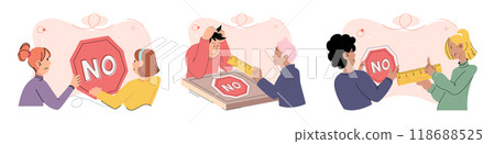 Refuse vector illustration. Stopping to consider alternative viewpoints can lead to more fruitful and constructive discussions Prevention misunderstandings can be achieved through open and honest Refuse vector illustration. Stopping to consider alternative viewpoints can lead to more fruitful and constructive discussions Prevention misunderstandings can be achieved through open and honest 118688525