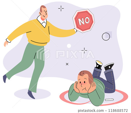 Refuse vector illustration. Rejecting someones ideas doesnt invalidate their worth as individual or their capacity for growth Denial someones perspective can hinder mutual understanding and compromise 118688572