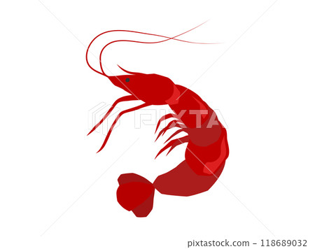 Shrimp with shell horizontally Shrimp with shell horizontally 118689032