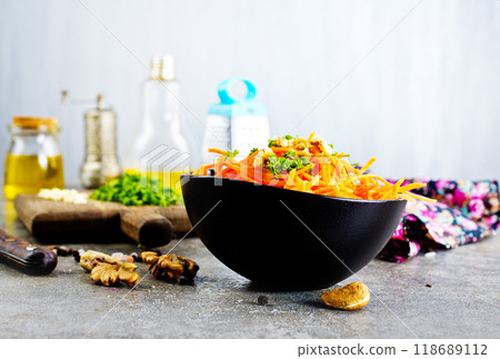Korean carrot spicy salad in the bowl Korean carrot spicy salad in the bowl 118689112