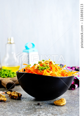 Korean carrot spicy salad in the bowl Korean carrot spicy salad in the bowl 118689113