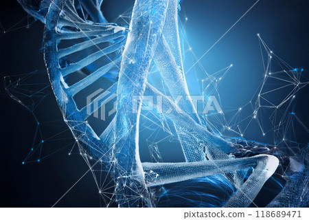 Molecular structure of DNA spiral molecule in medical science AI Generative 118689471