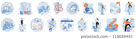 Soft skills. Set of images highlight essential qualities such as teamwork, decision-making, adaptability, and empathy demonstrated through various scenarios. Ideal for personal development, team Soft skills. Set of images highlight essential qualities such as teamwork, decision-making, adaptability, and empathy demonstrated through various scenarios. Ideal for personal development, team 118689491