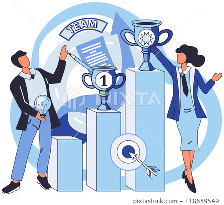 Team solving problems Solve business problem, cooperation or collaboration in company to achieve business success concept Working problem Appearance of an idea Focus group concept with people scene in 118689549