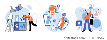 Teamwork vector illustration. Company culture shapes level teamwork and collaboration within organization Community engagement and involvement foster sense solidarity and shared purpose Team spirit Teamwork vector illustration. Company culture shapes level teamwork and collaboration within organization Community engagement and involvement foster sense solidarity and shared purpose Team spirit 118689567